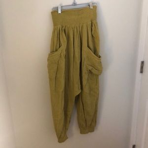 Free People Mustard Baggy pants